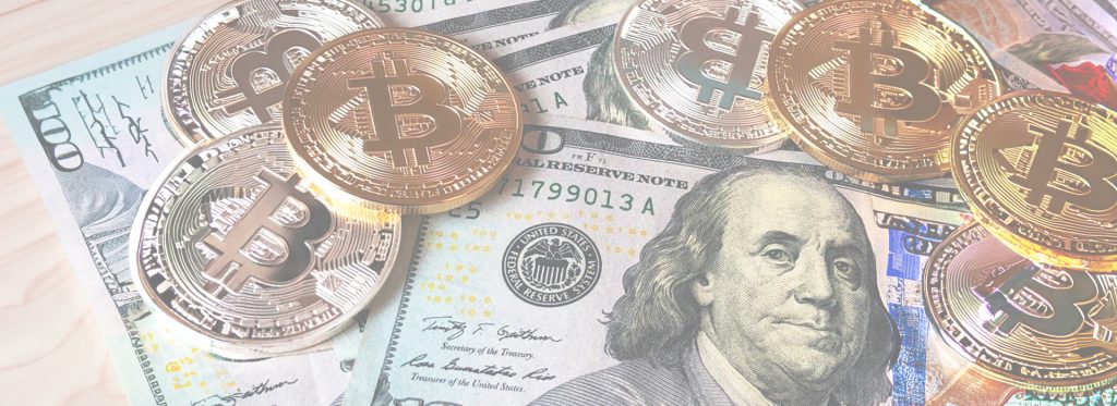 Header Image for How to buy and store crypto. Dollar bills and coins.